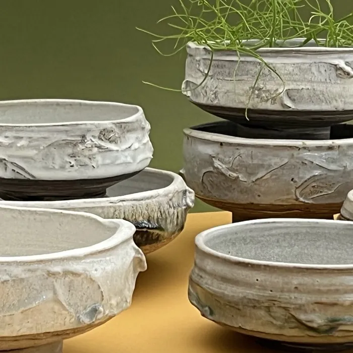 A grouping of small textured bowls
