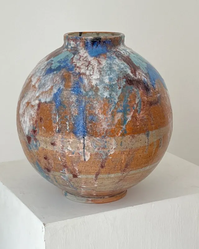 A blue and rust Touches vase
